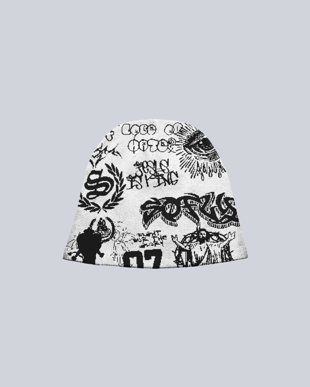 WHITE GRAFFITI BEANIE